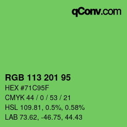 颜色代码: RGB 113 201 95 | qconv.com