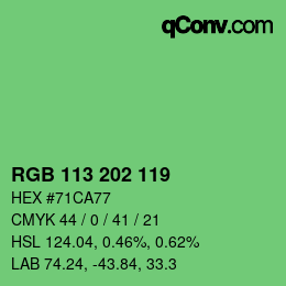 カラーコード: RGB 113 202 119 | qconv.com