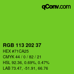 カラーコード: RGB 113 202 37 | qconv.com
