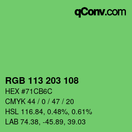 Color code: RGB 113 203 108 | qconv.com
