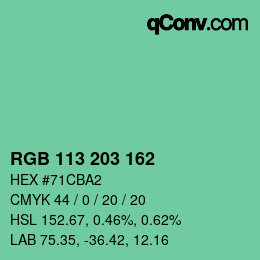 Color code: RGB 113 203 162 | qconv.com