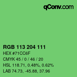 Farbcode: RGB 113 204 111 | qconv.com