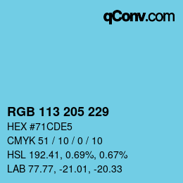 カラーコード: RGB 113 205 229 | qconv.com