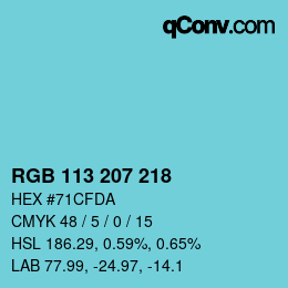 Color code: RGB 113 207 218 | qconv.com