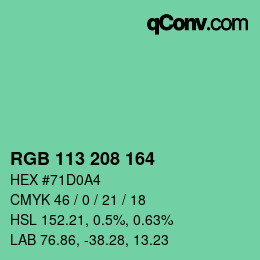 Código de color: RGB 113 208 164 | qconv.com