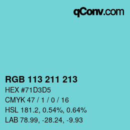 Color code: RGB 113 211 213 | qconv.com