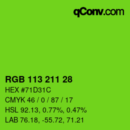 Color code: RGB 113 211 28 | qconv.com