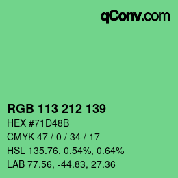 カラーコード: RGB 113 212 139 | qconv.com