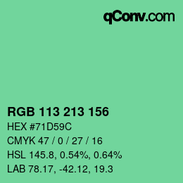 颜色代码: RGB 113 213 156 | qconv.com
