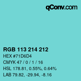 颜色代码: RGB 113 214 212 | qconv.com