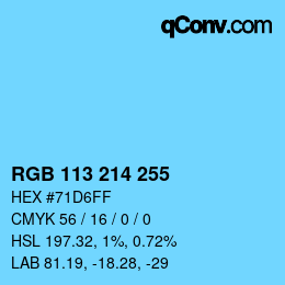 颜色代码: RGB 113 214 255 | qconv.com