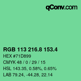 カラーコード: RGB 113 216.8 153.4 | qconv.com