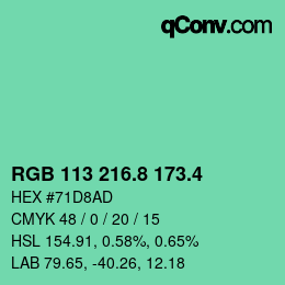 カラーコード: RGB 113 216.8 173.4 | qconv.com