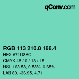 カラーコード: RGB 113 216.8 188.4 | qconv.com