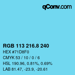 カラーコード: RGB 113 216.8 240 | qconv.com