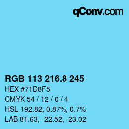 カラーコード: RGB 113 216.8 245 | qconv.com