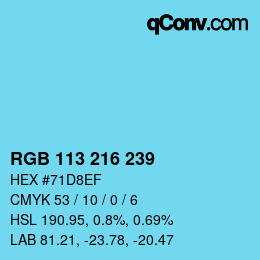 颜色代码: RGB 113 216 239 | qconv.com