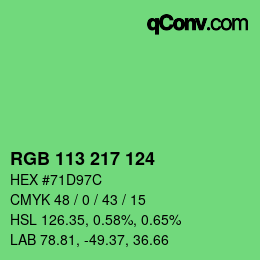 カラーコード: RGB 113 217 124 | qconv.com