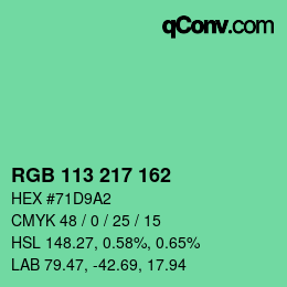 Color code: RGB 113 217 162 | qconv.com