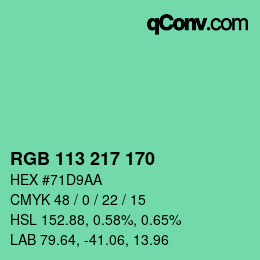 Color code: RGB 113 217 170 | qconv.com