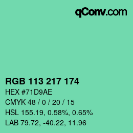 Color code: RGB 113 217 174 | qconv.com