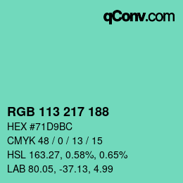 Color code: RGB 113 217 188 | qconv.com