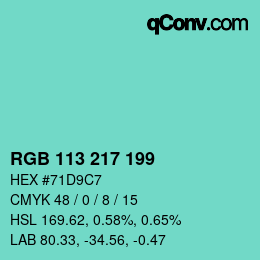 Color code: RGB 113 217 199 | qconv.com