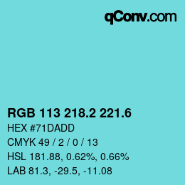 カラーコード: RGB 113 218.2 221.6 | qconv.com