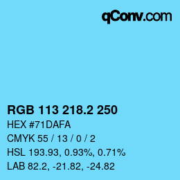 カラーコード: RGB 113 218.2 250 | qconv.com