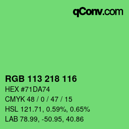 Color code: RGB 113 218 116 | qconv.com