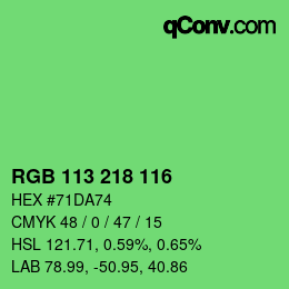 Color code: RGB 113 218 116 | qconv.com