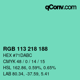 Color code: RGB 113 218 188 | qconv.com