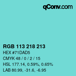 Color code: RGB 113 218 213 | qconv.com