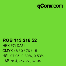 カラーコード: RGB 113 218 52 | qconv.com