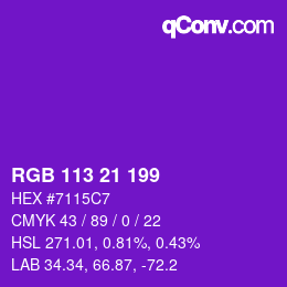 Color code: RGB 113 21 199 | qconv.com