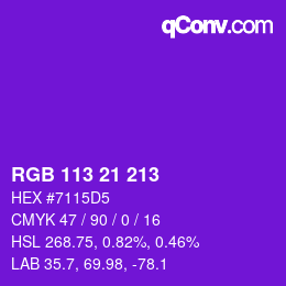 Color code: RGB 113 21 213 | qconv.com
