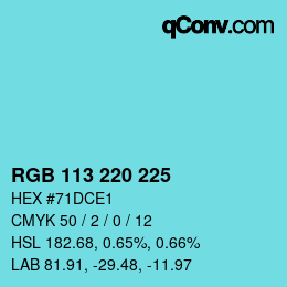 颜色代码: RGB 113 220 225 | qconv.com