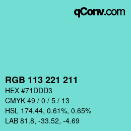 Color code: RGB 113 221 211 | qconv.com