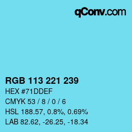 Color code: RGB 113 221 239 | qconv.com