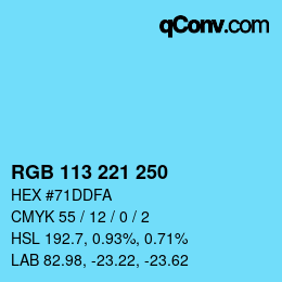 颜色代码: RGB 113 221 250 | qconv.com