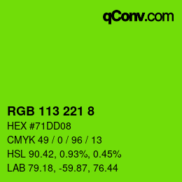 カラーコード: RGB 113 221 8 | qconv.com