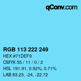 Color code: RGB 113 222 249 | qconv.com