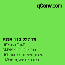 颜色代码: RGB 113 227 79 | qconv.com