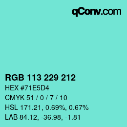 Color code: RGB 113 229 212 | qconv.com