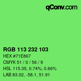 Color code: RGB 113 232 103 | qconv.com
