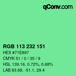 Color code: RGB 113 232 151 | qconv.com