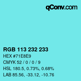Color code: RGB 113 232 233 | qconv.com