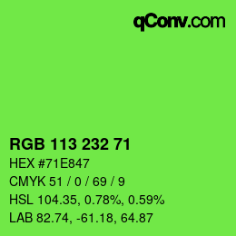 Color code: RGB 113 232 71 | qconv.com