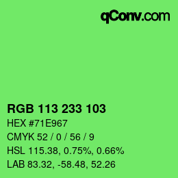 Color code: RGB 113 233 103 | qconv.com