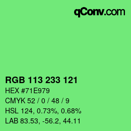 Color code: RGB 113 233 121 | qconv.com